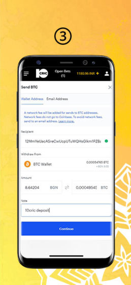Crypto deposit in 10CRIC